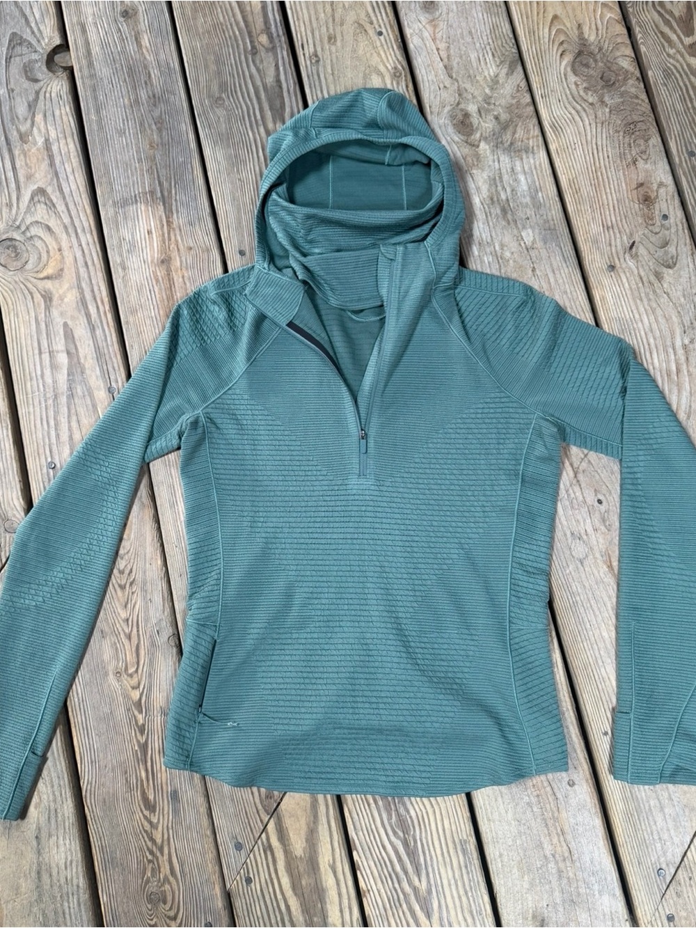 Lululemon Balaclava Half Zip Hoodie Ribbed Pullover Green Size 8
